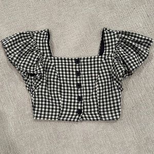 UO Black Gingham Crop Top
